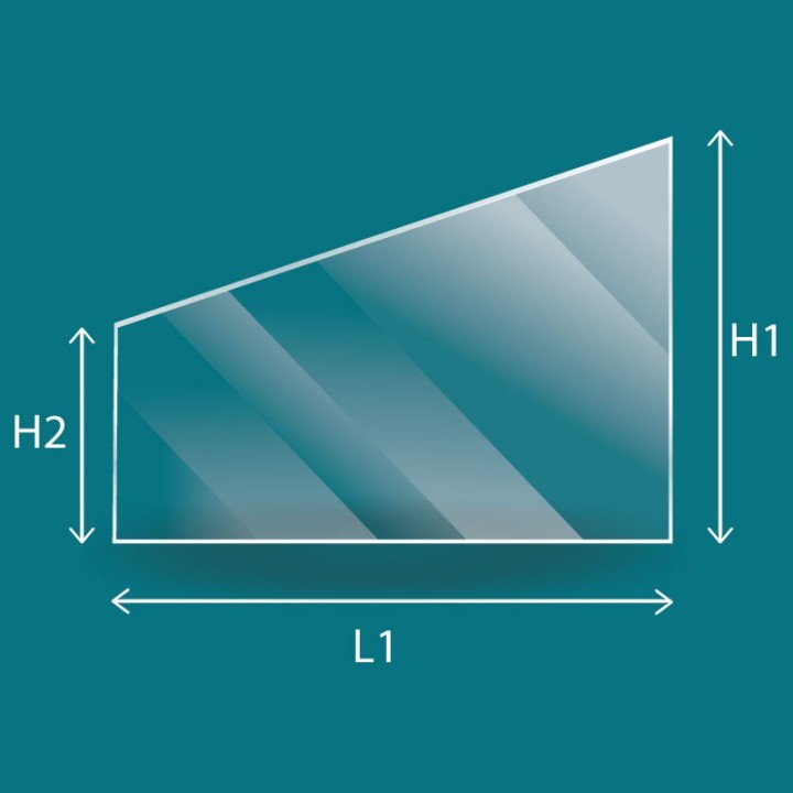 Glass for log burner or fireplace in trapezium shape 4mm - Capska