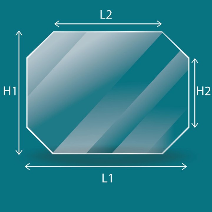 Vitre poele ou insert rectangle 4 coins coupés - Capska