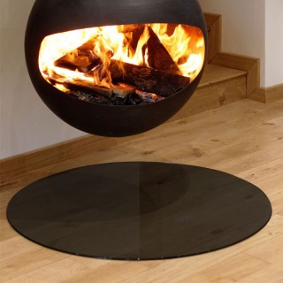 Placa de suelo de vidrio redonda lacada en negro Ø100cm - Capska