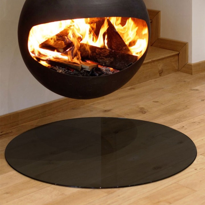 Placca pavimento vetro nero laccato rotonda 1000mm Placca pavimento vetro nero laccato rotonda 1000mm