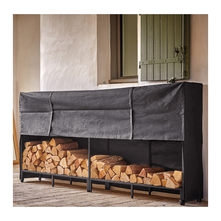 Stoker Outdoor-Holzregal, schwarzer Stahl, Holzaufbewahrung – Capska