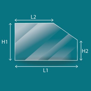 Vitre rectangle avec 1 angle coupé sur mesure pour poêle ou insert