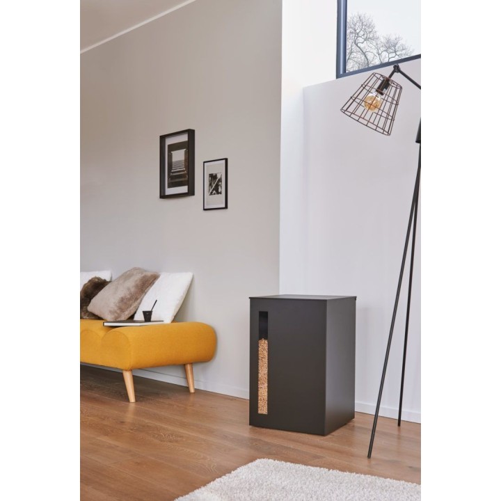 Rangement à granulés Titan Noir pour cheminée et poeles à bois - Capska