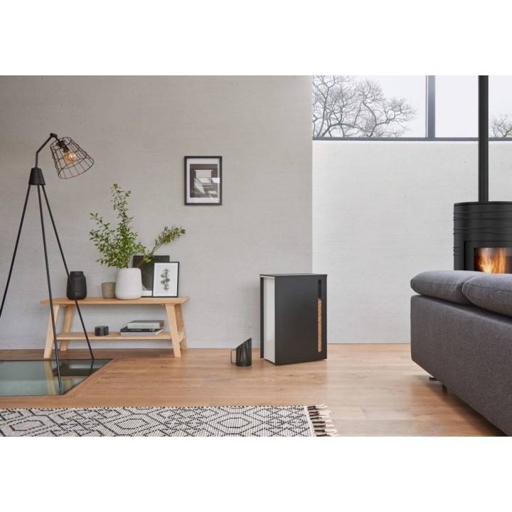 Deposito pellet Cargo Black and White su ruote per stufe a pellet - Capska