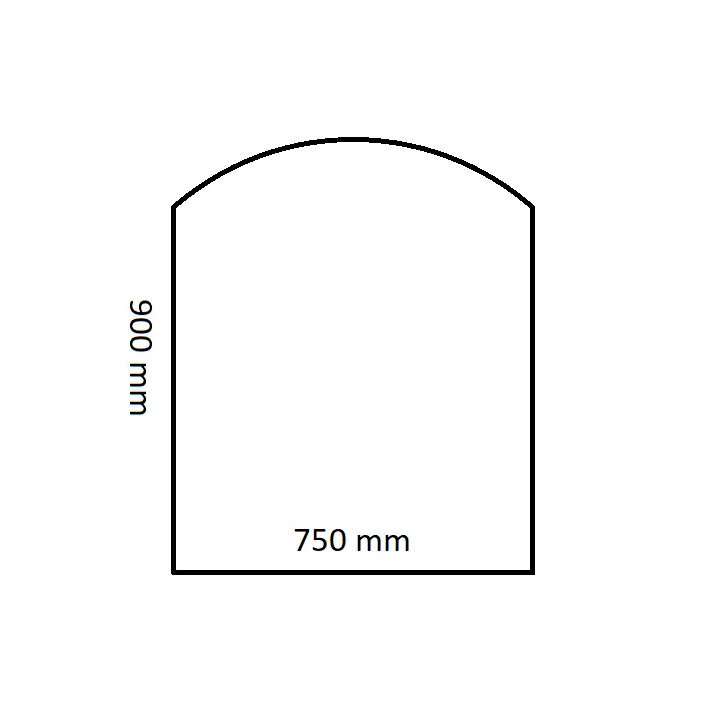 Placa de suelo de vidrio rectángulo curvado 90x75cm para estufas de leña - Capska