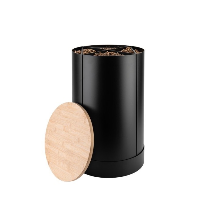 Granulat-Vorratsbehälter Fractio Schwarz Dixneuf – Bambusdeckel 4 Fächer