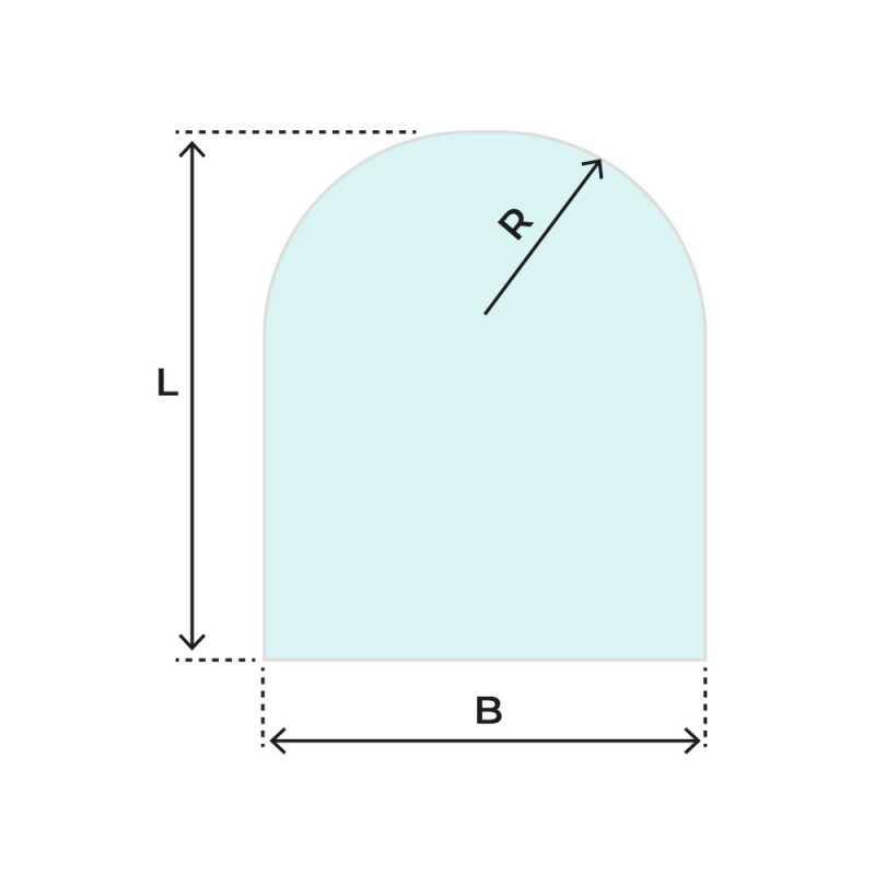Plaque de sol Arche haut en verre trempé 1000x1000mm R500