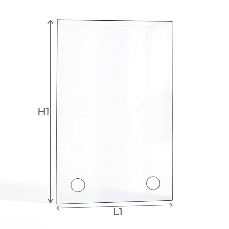 Vitre plate rectangulaire avec perçage verticale dimension Vitre plate rectangulaire avec perçage verticale dimension
