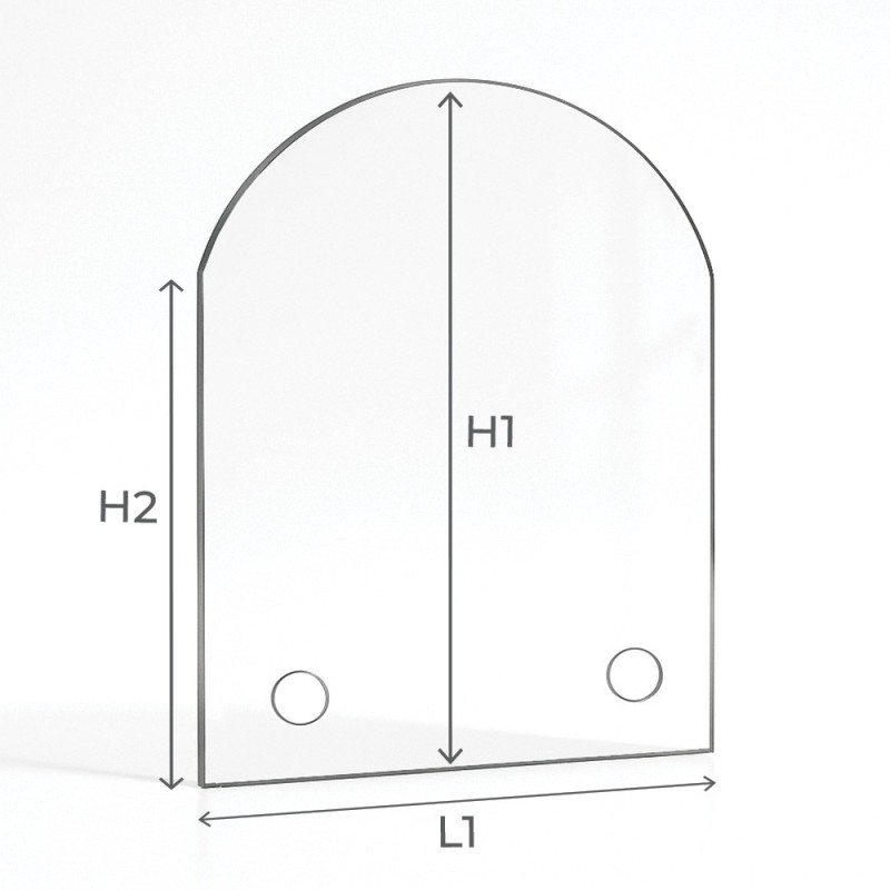 Vidrio plano con arco en la parte superior en vidrio vitrocerámico para insert o estufa de leña - Capska Vidrio plano con arco en la parte superior en vidrio vitrocerámico para insert o estufa de leña - Capska