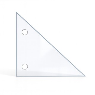 Vitre percée sur mesure forme triangle rectangle Vitre percée sur mesure forme triangle rectangle