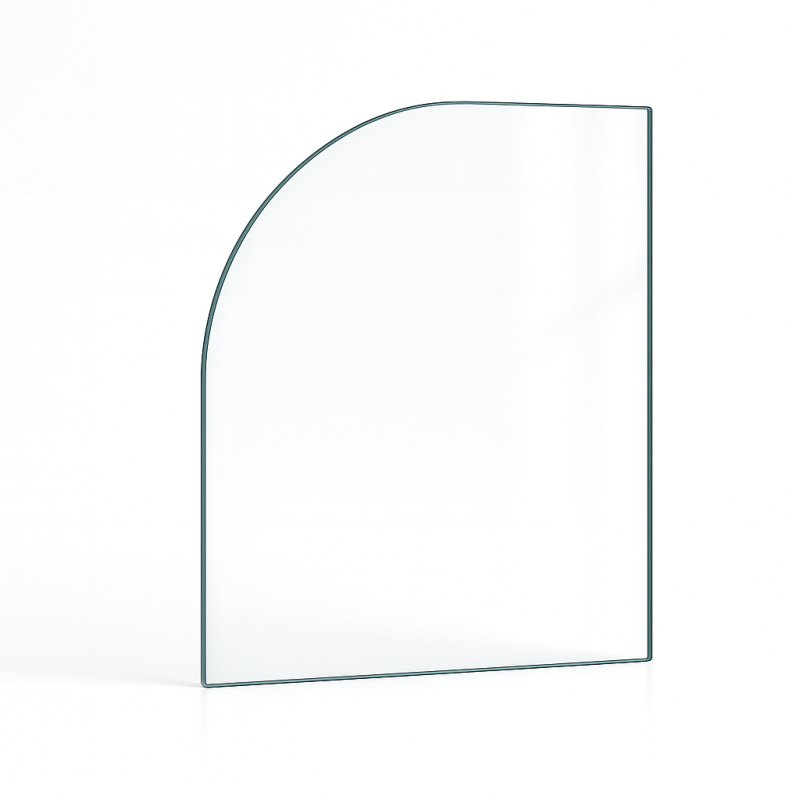 Vitre plate avec 1 angle arrondi 5 mm sur mesure