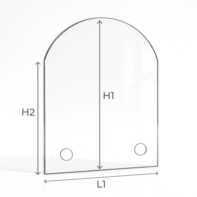 Cristall Godin CHAMONIX VITRE DU FOUR - Vidre Rectangle amb arc Perforat serigrafiat per inserit de xemeneia