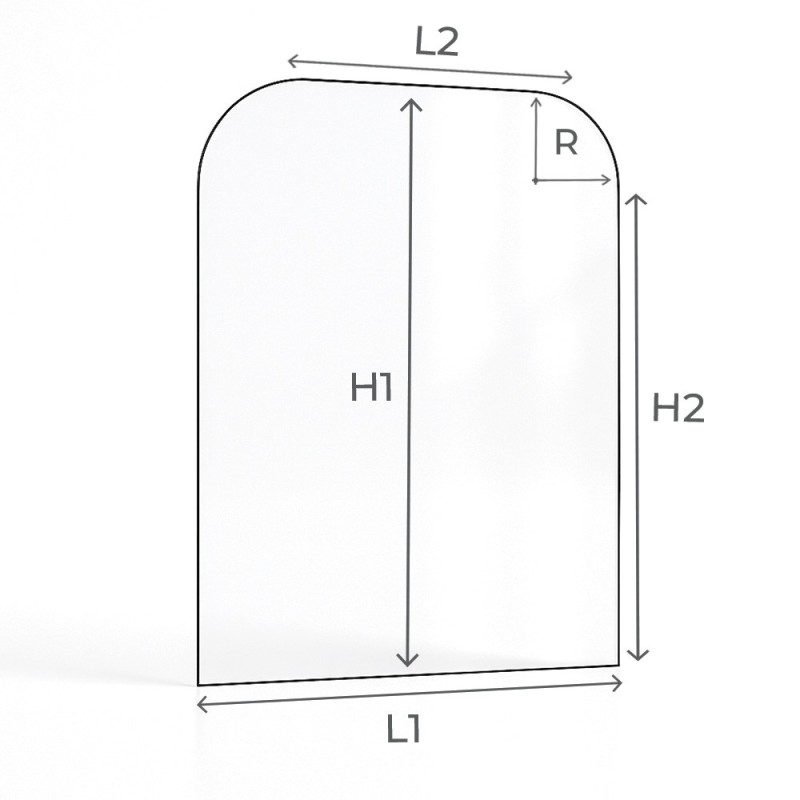 Vidrio aislante para chimenea - Vidrio plano con 2 ángulos redondeados - Capska