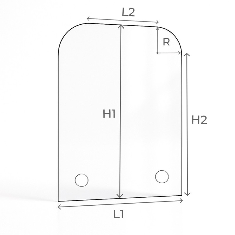 Glass with 2 rounded corners custom cut for fireplace - Capska