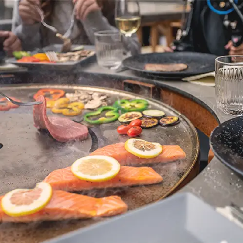 Gas-Plancha-Brasero 130 cm Durchmesser - 3 Höhen (40/80/110 cm) - Capska